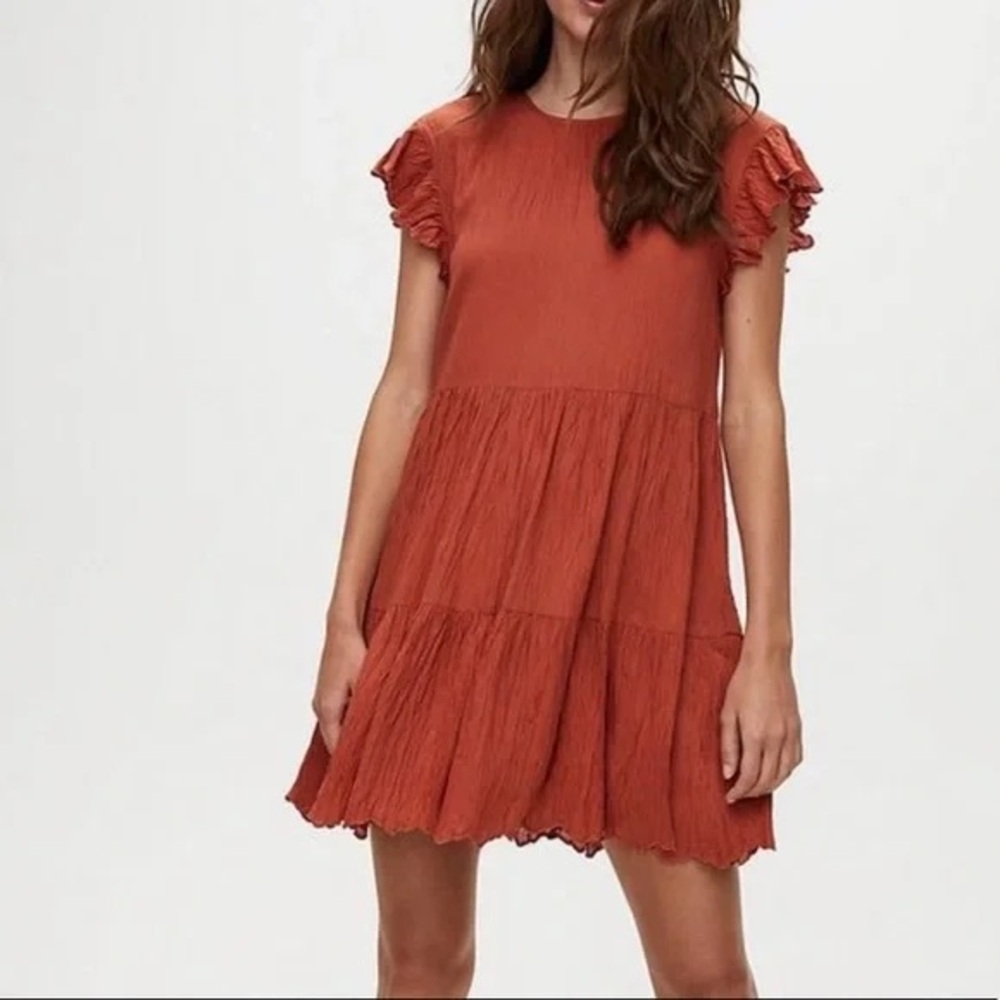 Wilfred Aritzia Le Boheme Sidonie Dress XXS Terra cotta Mini Flowy Summer Dress